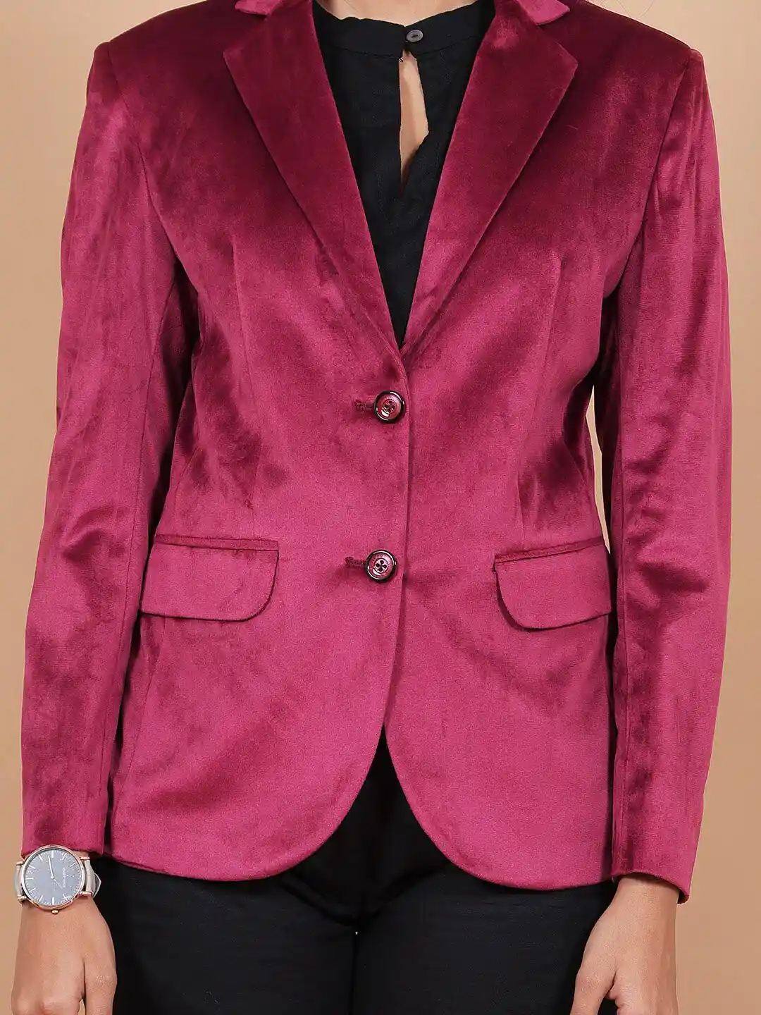 Buy Talethread Single Breasted Cotton Velvet Formal Blazer