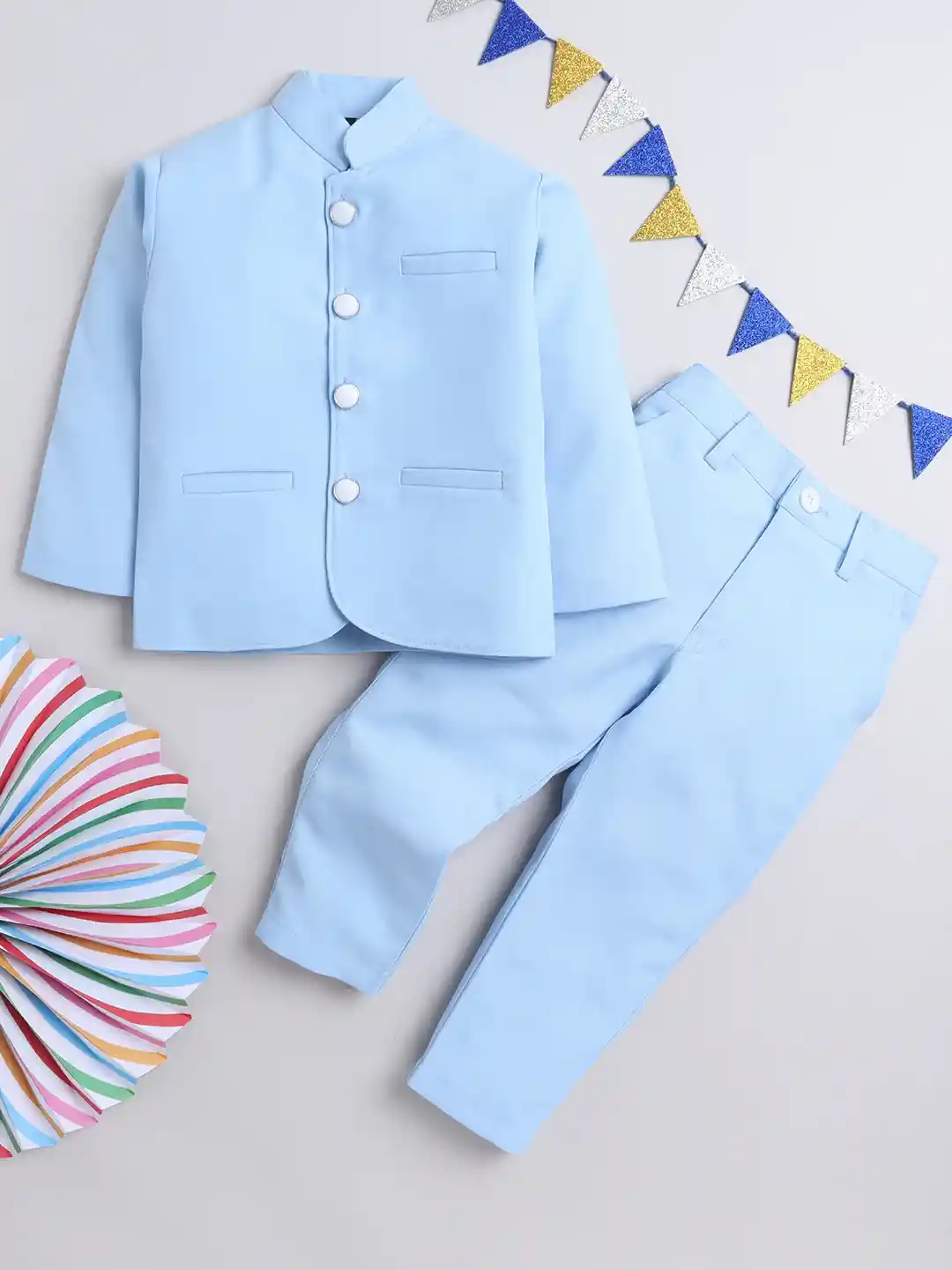 Suit Set Baby Boy Blue Suits BAESD Infant Boys Bandhgala Piece Suit