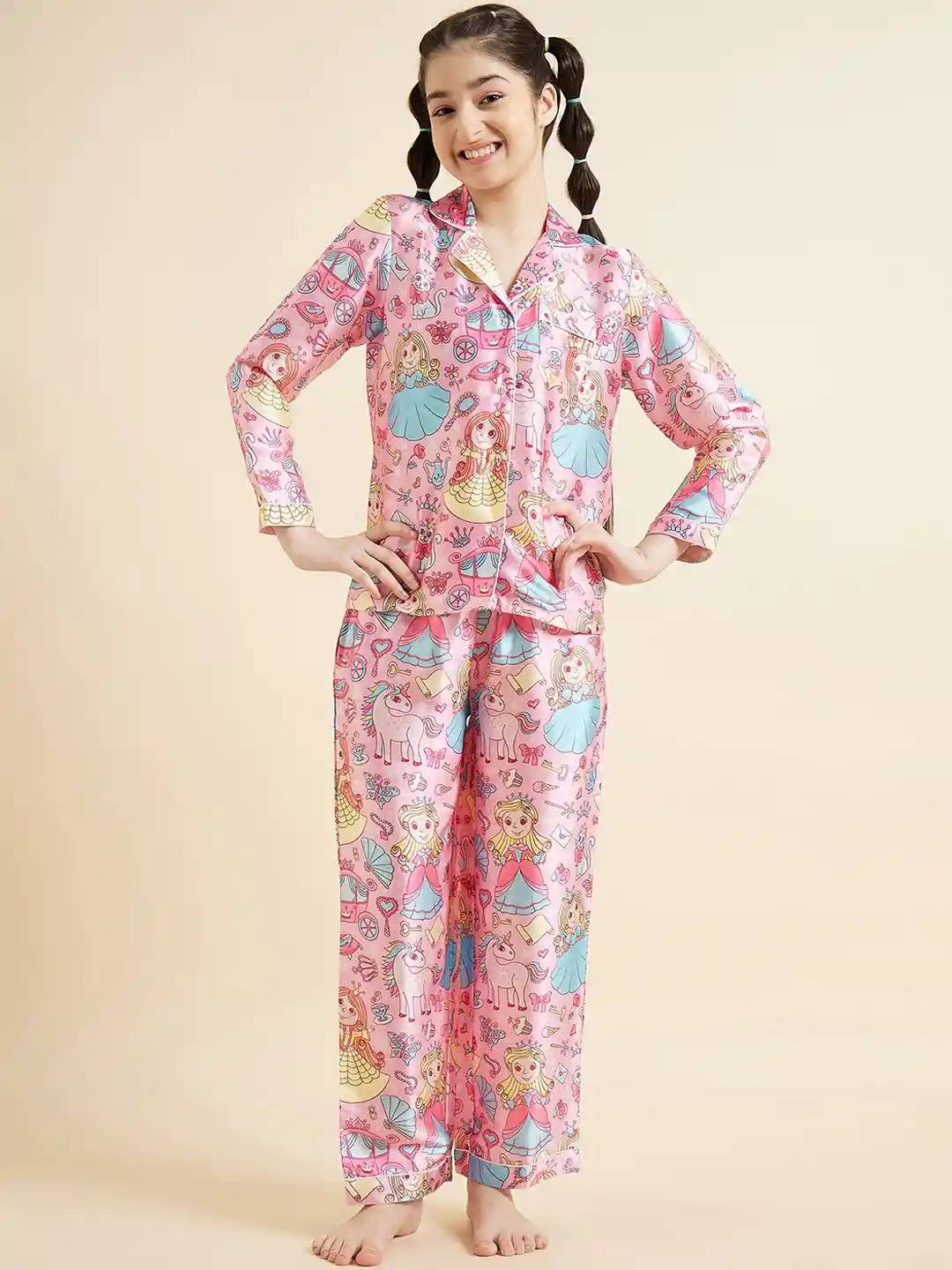 Buy Cherry Jerry Girls Barbie Printed Long Sleeves Satin Night