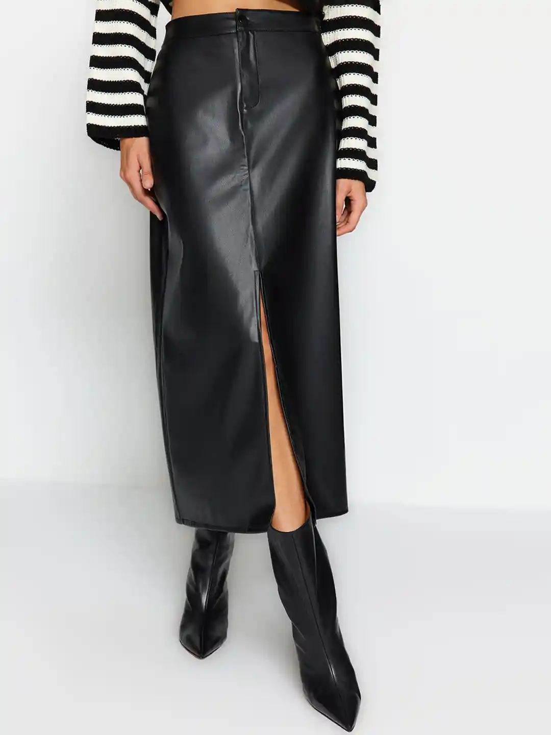 Black Leather Skirt With Maxi Pencil Skirts Express Front Slit