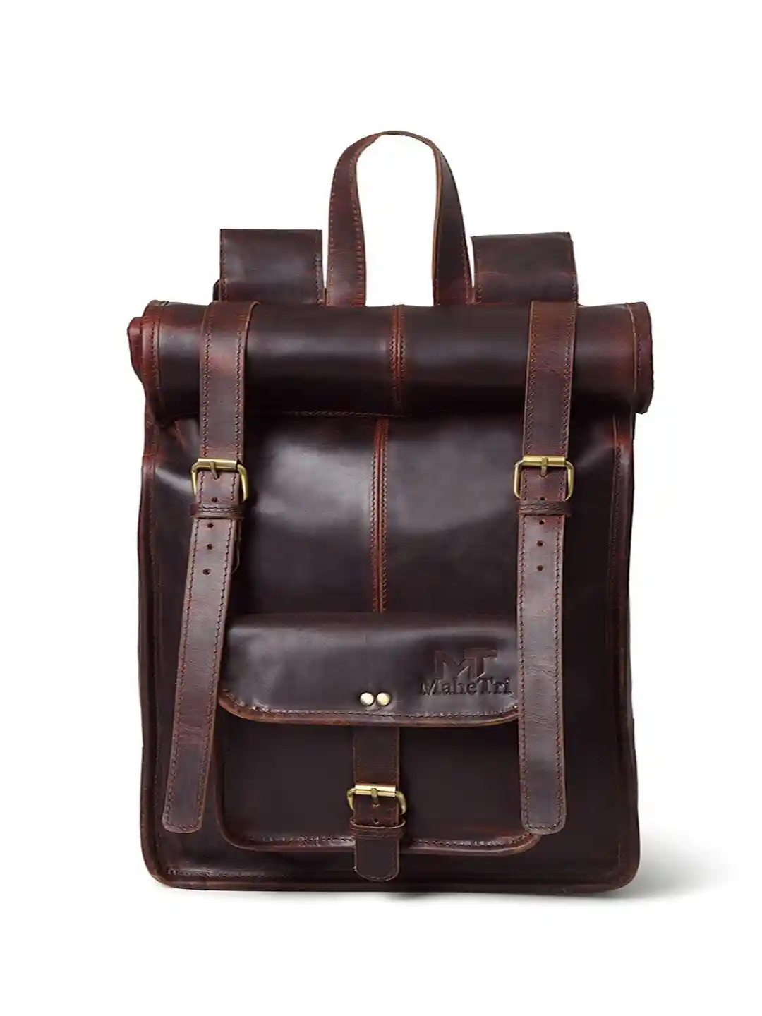 Buy MaheTri Unisex Hawk Roll-Top Rucksack Leather Backpack