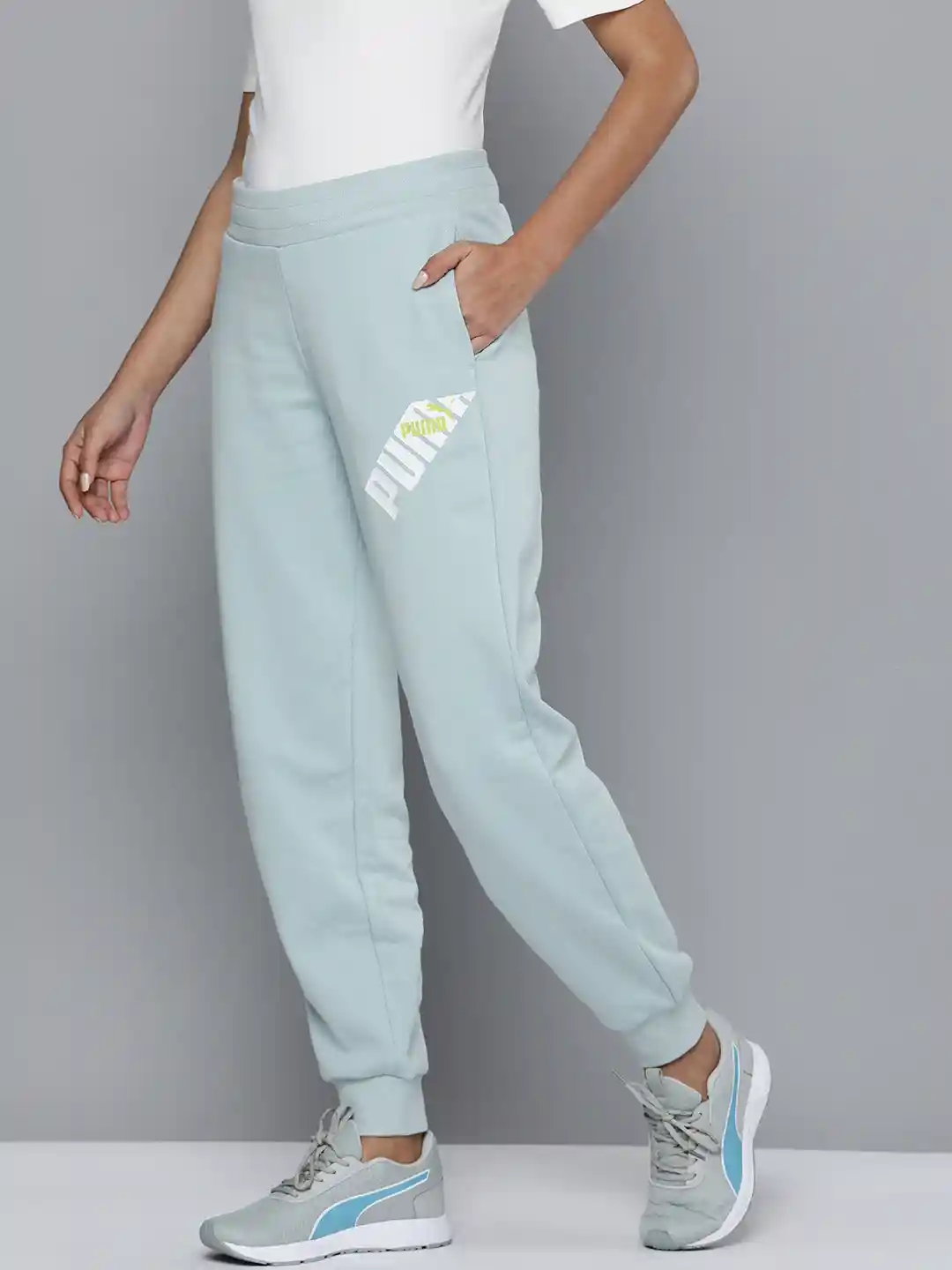 Heather Grey Puma Tracksuit Bottoms Puma Women POWER Brand Logo