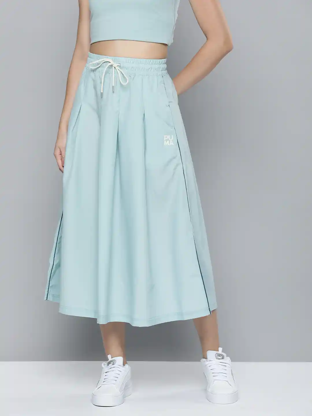 Buy Puma Women Infuse Solid Pleated Relaxed Fit A-Line Midi Skirt