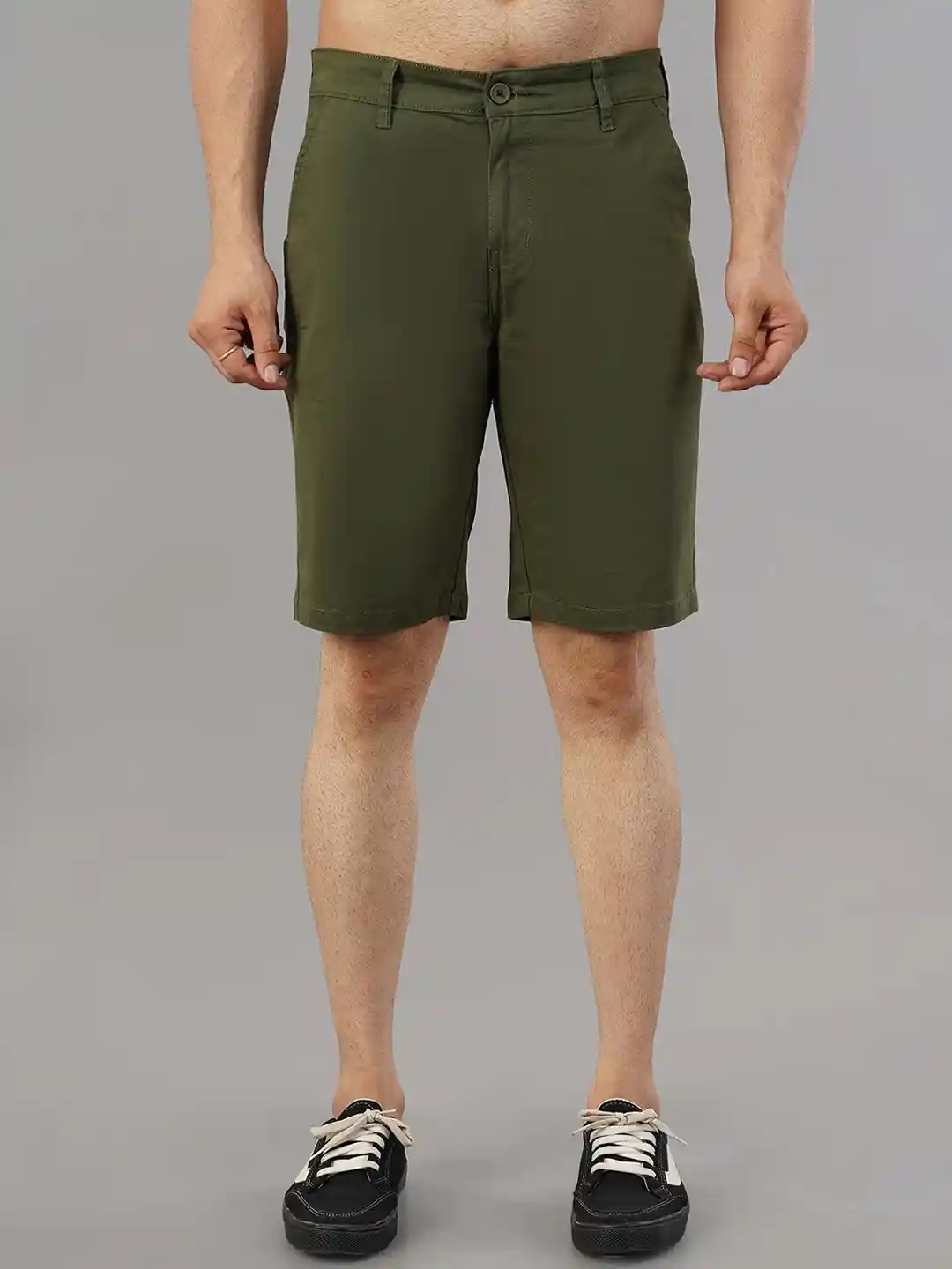 Buy Mast Harbour Men Green Slim Fit Cotton Chino Shorts Shorts - Main Image