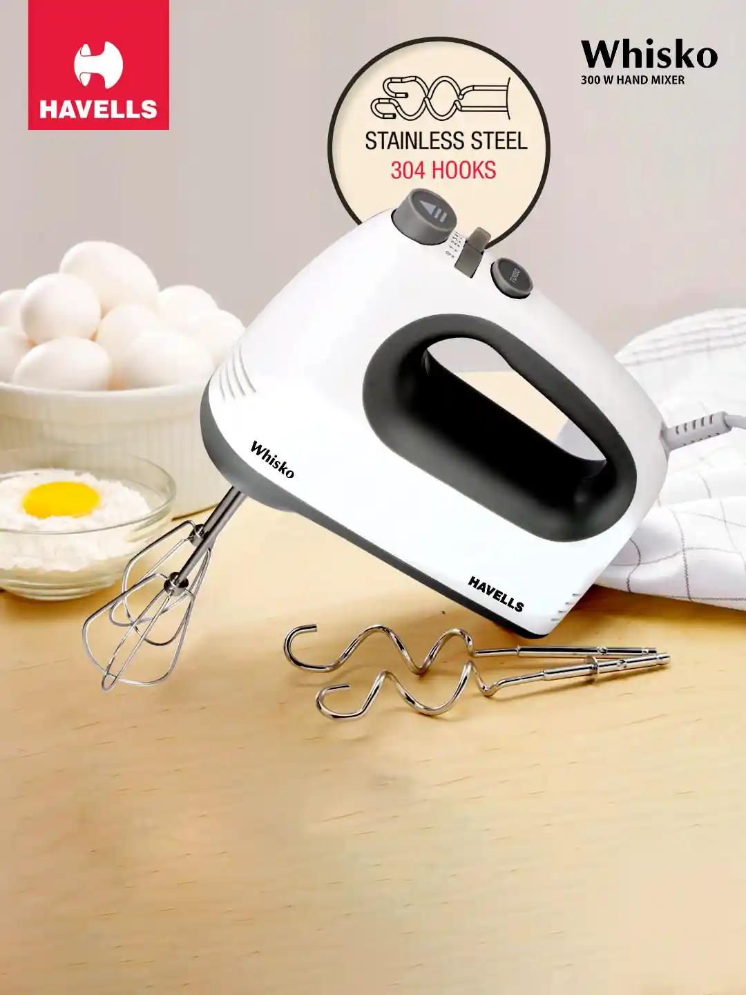 Buy Havells Whisko White 300W Hand Mixer Hand Blender for Unisex