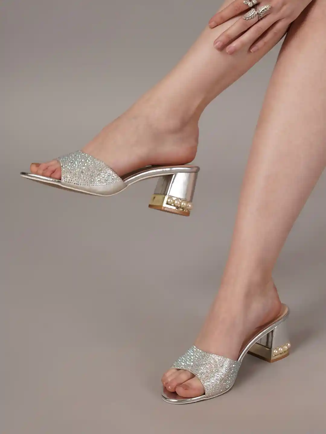 Buy Sherrif Shoes Embellished Open Toe Block Heels Heels for