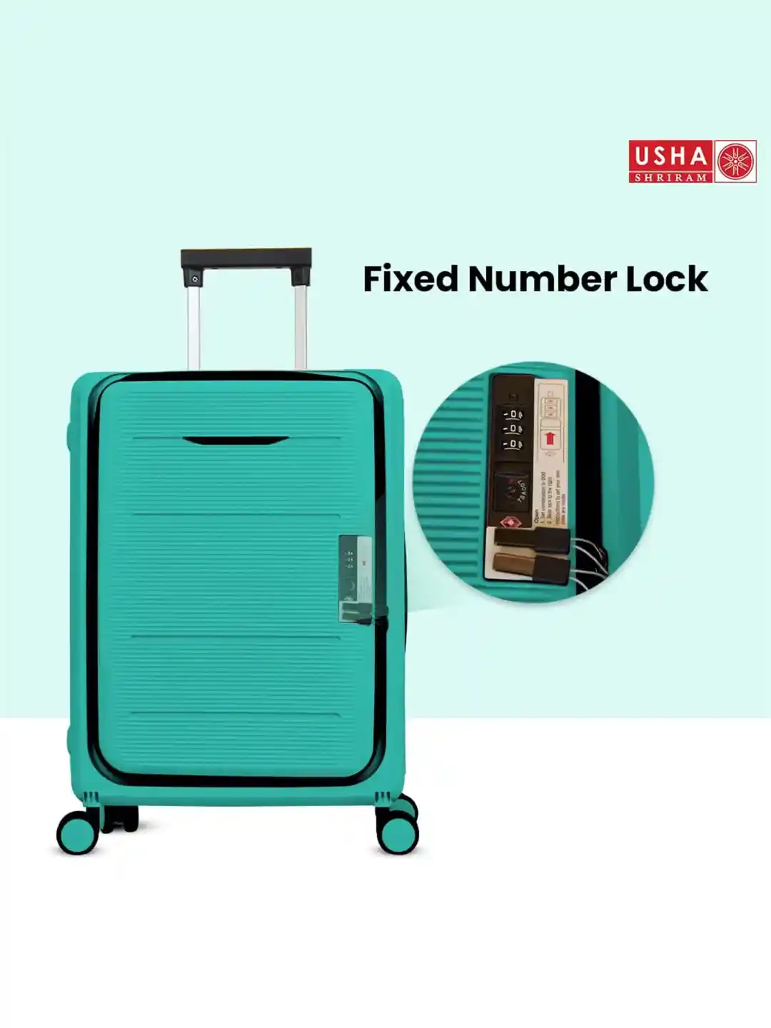 Buy USHA SHRIRAM Mint GreenTextured Hard-Sided Trolley Suitcases