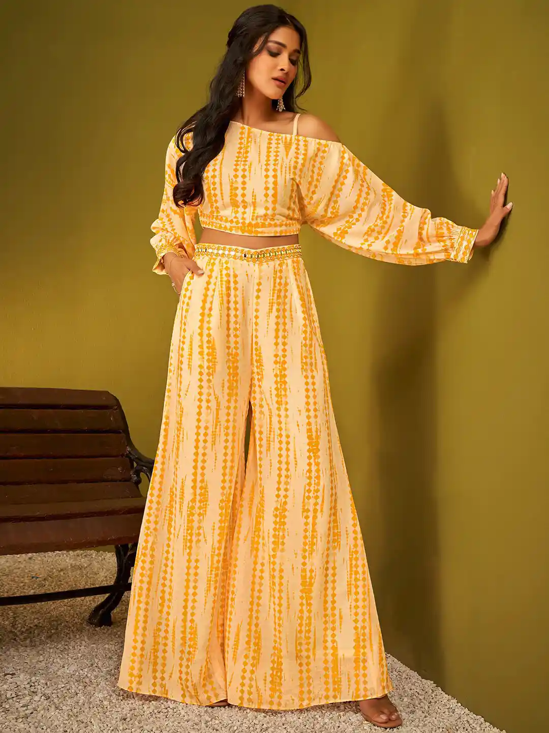 Buy DRESOUL Tie Dye Off-shoulder Top With Palazzo Co-Ords for