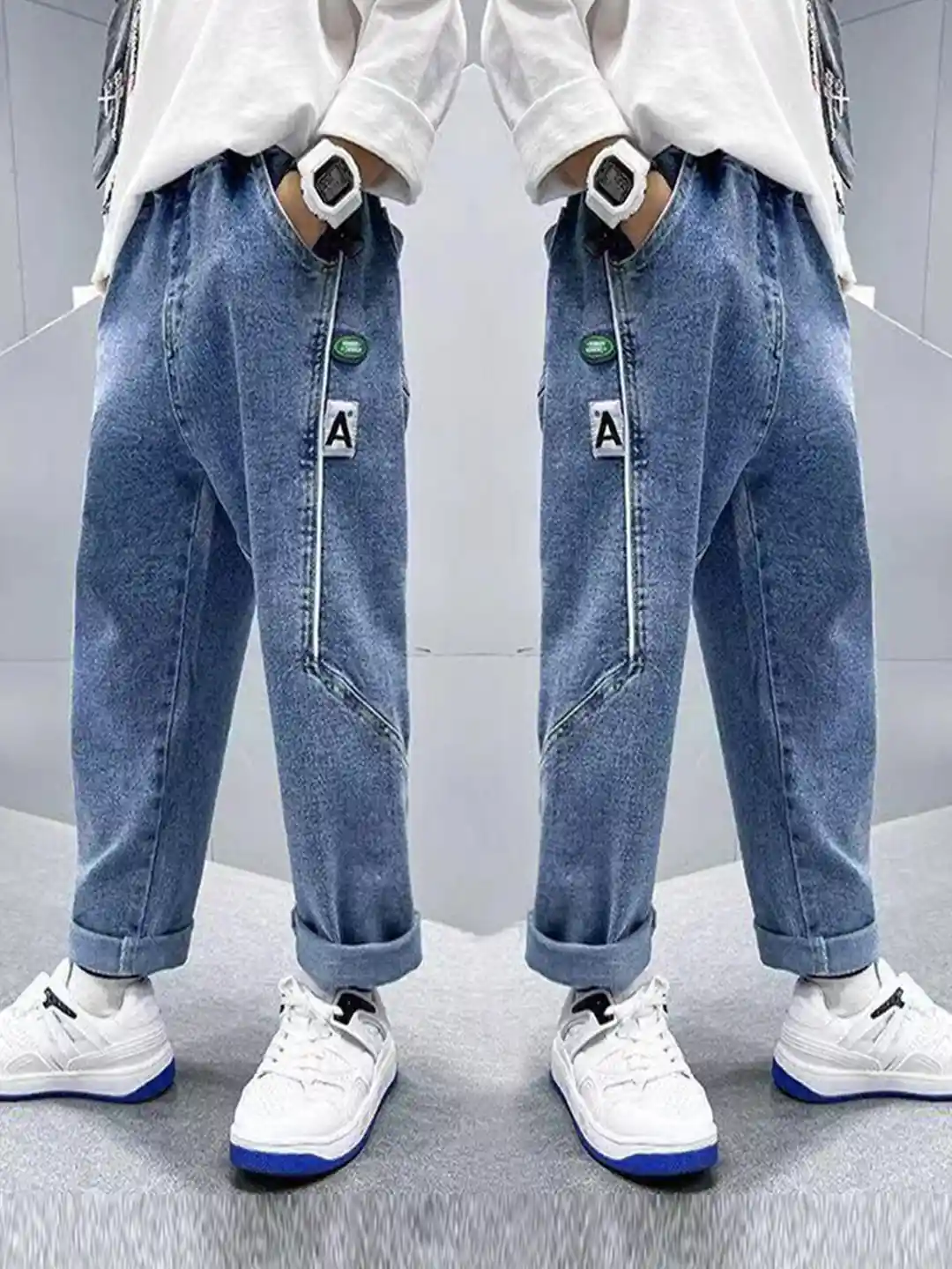 Buy INCLUD Boys Baggy Fit Clean Look Pure Cotton Jeans Jeans for - Main Image