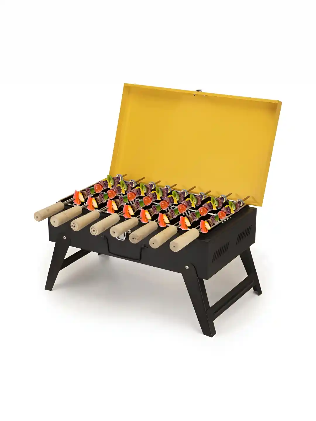 Buy WELLBERG Black Yellow Charcoal Barbeque Grill With Lid