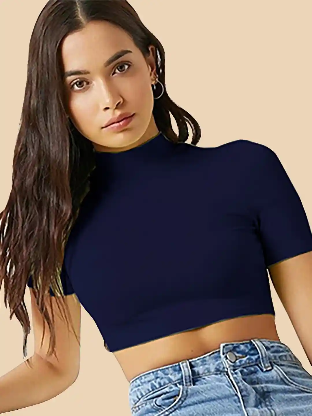 Crop Top Myntra Stylish Tops Sleeveless Fitted Blue Crop Top For