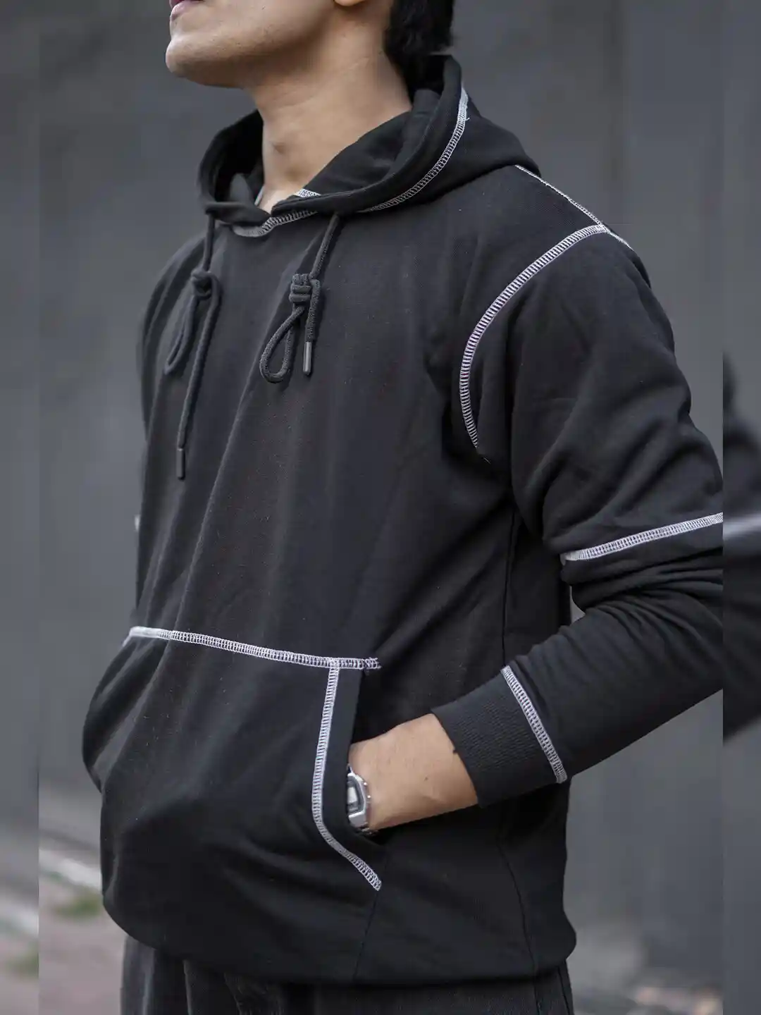 s_puu Buy Powerlook Black Hooded Oversized Sweatshirt