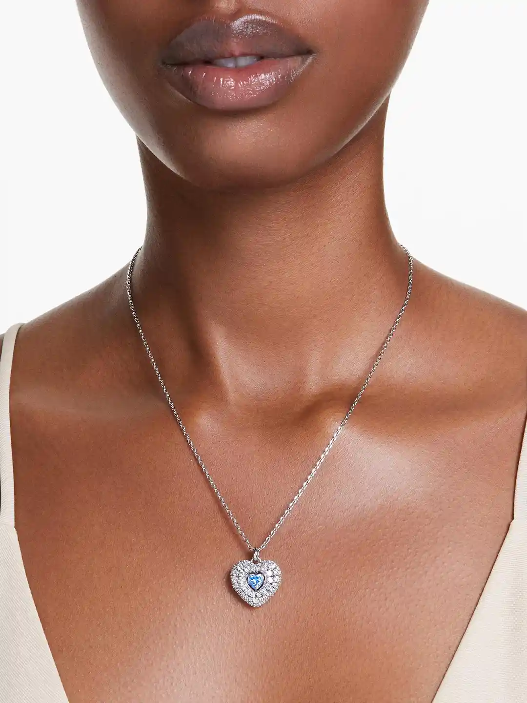 Buy Swarovski Blue Rhodium Plated Heart Idyllia Pendant Pendant
