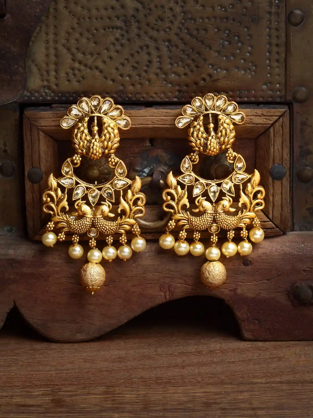 Buy PANASH Gold-Plated Peacock Shaped Drop Earrings Earrings for