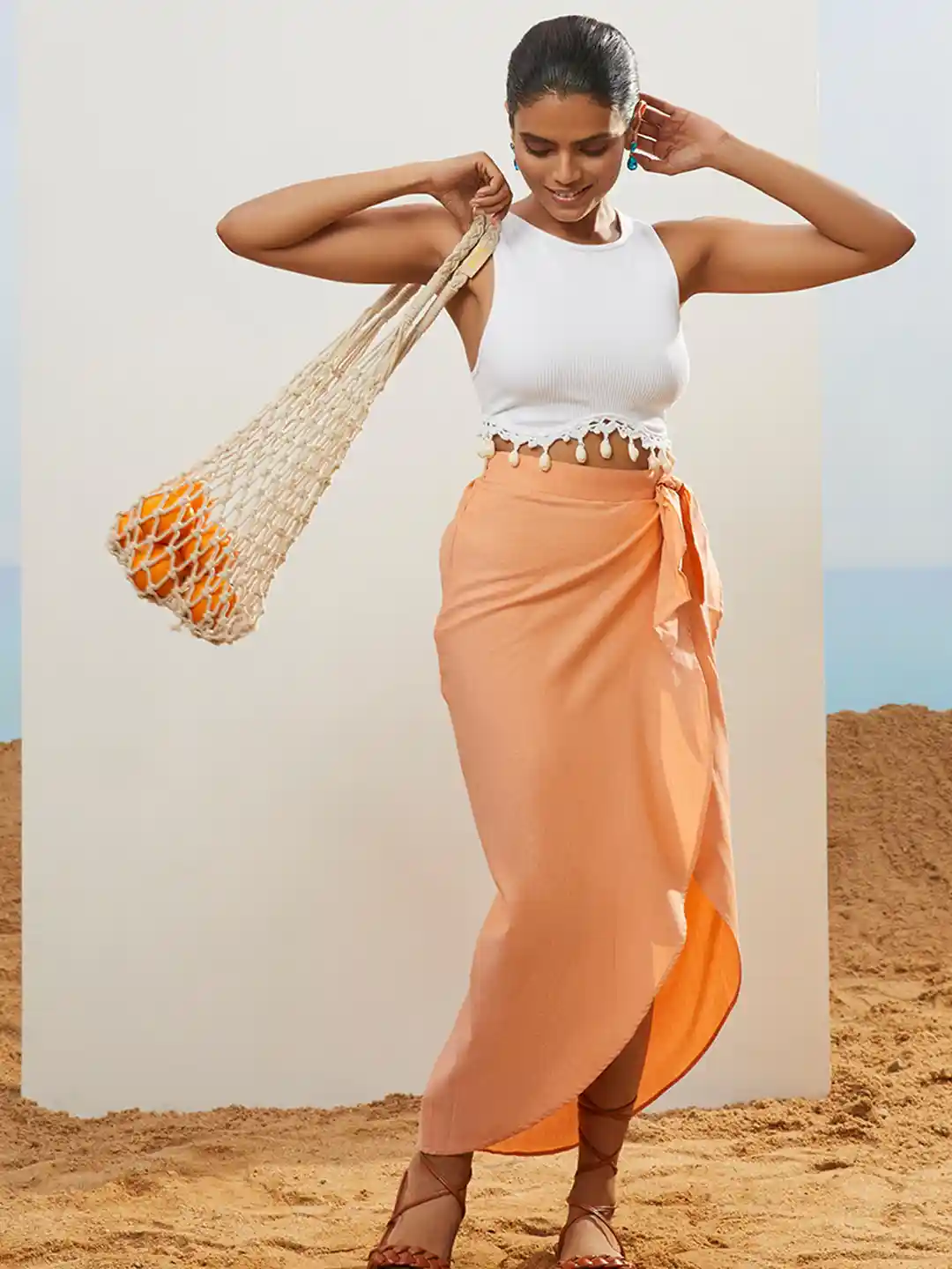 Buy CMGE Pure Cotton Wrap Sarong Midi Skirt Skirts for Women