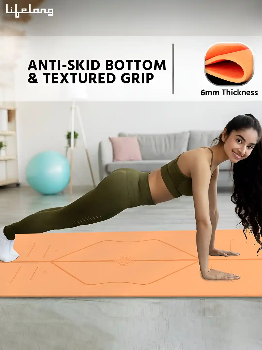 Buy Lifelong Printed Rectangular Anti-Skid Yoga Mat Yoga Mats