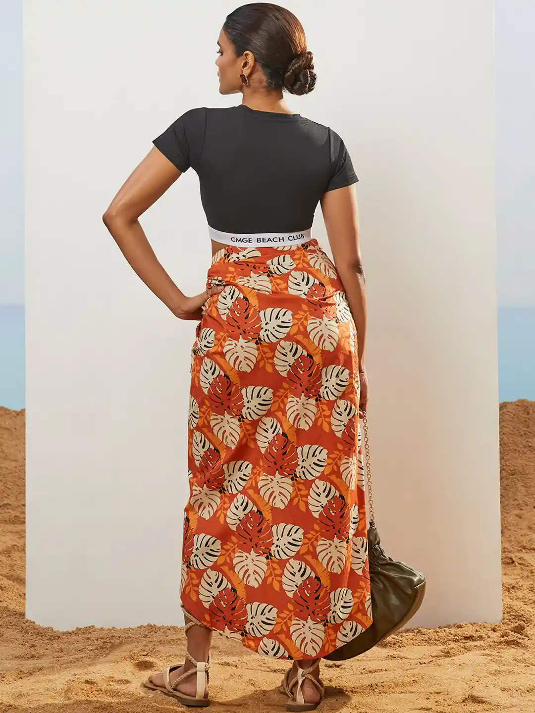 Buy CMGE Floral Printed Pure Cotton Wrap Sarong Midi Skirt