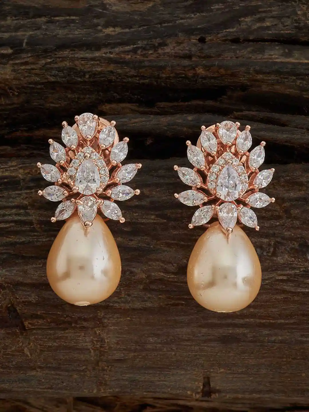 Buy Kushal's Fashion Jewellery Rose Gold Plated Zircon Teardrop