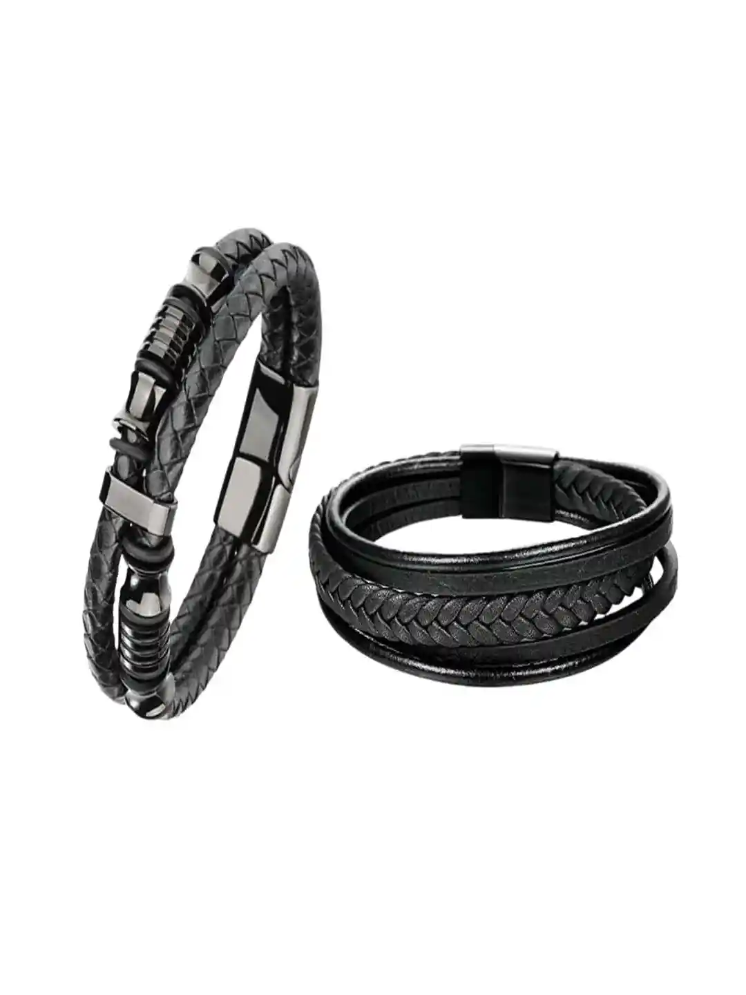 Buy UNIVERSITY TRENDZ Men Set Of 2 Leather Wraparound Bracelets