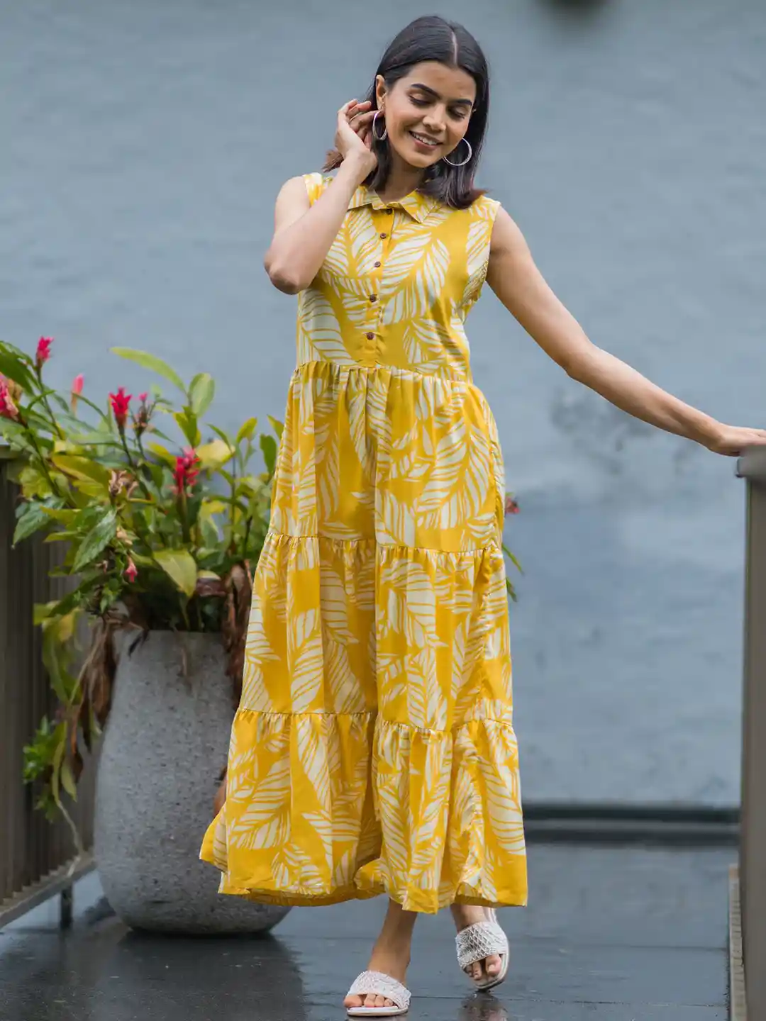 Buy HAY Floral Print Shirt Collar Maxi Dress Dresses for Women