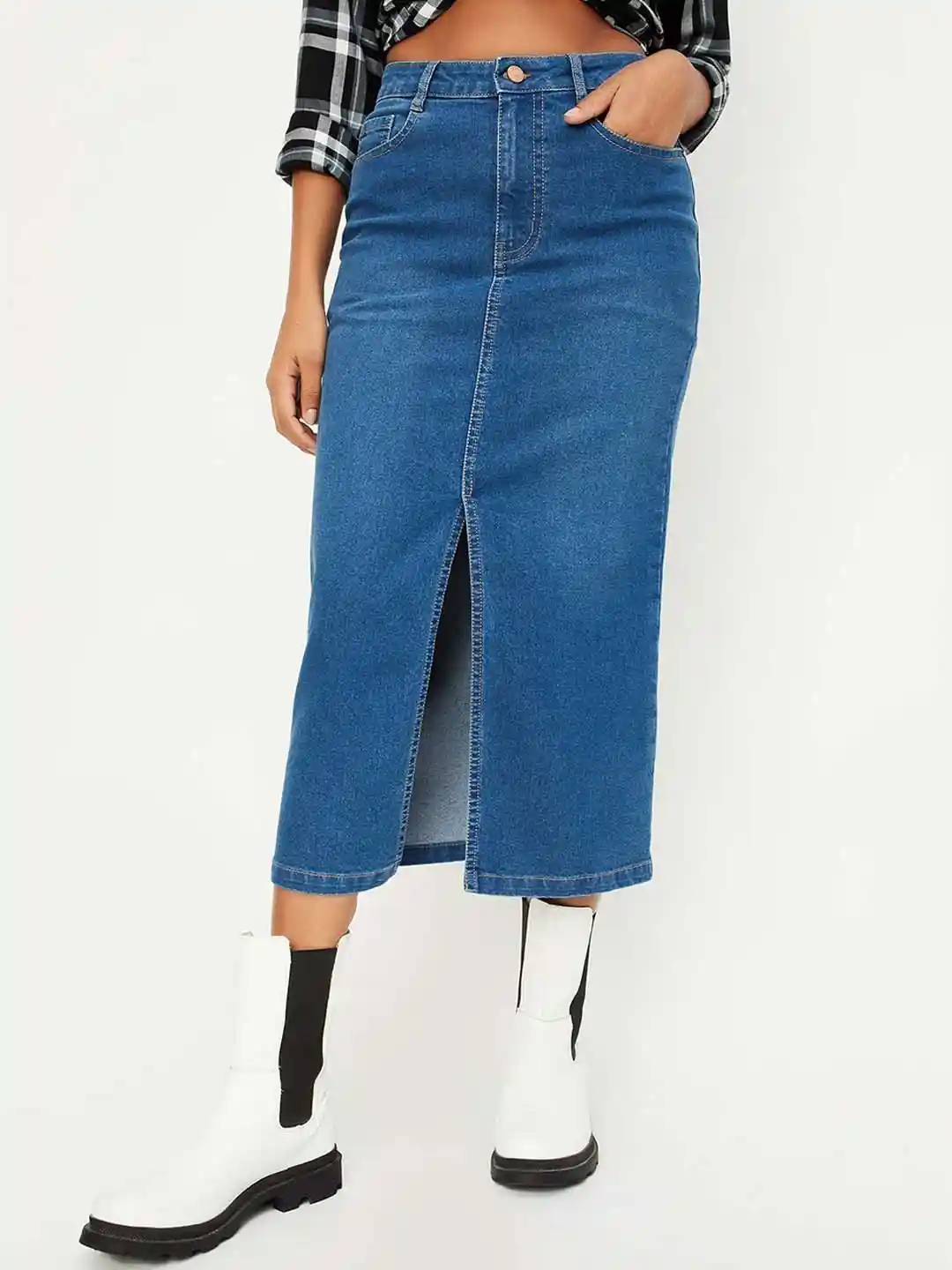 Buy max Washed Midi Pencil Denim Skirt Skirts for Women 27407290