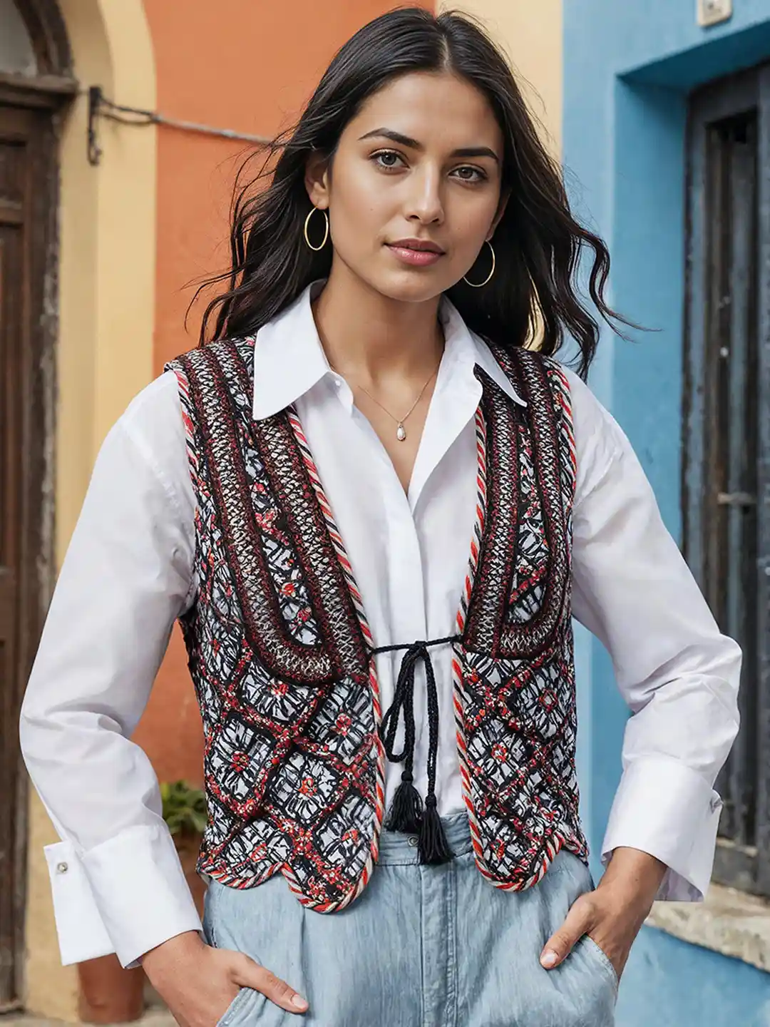 Buy H&M Pure Cotton Ajrakh Print Quilted Waistcoat Waistcoat for