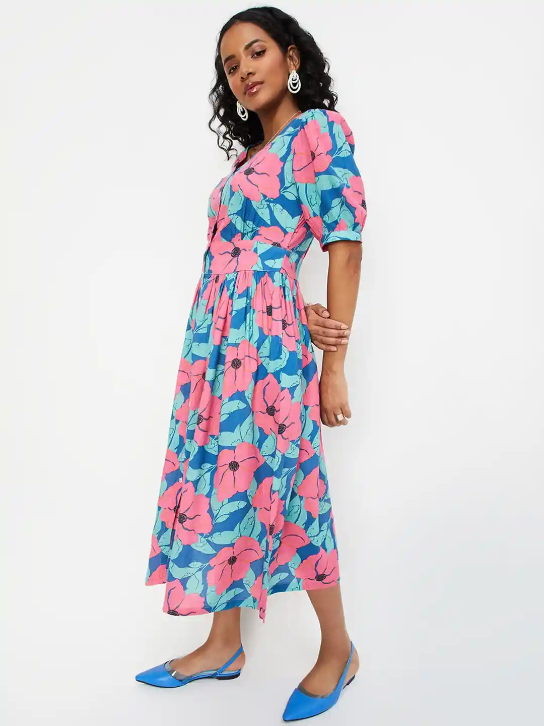 Buy max Floral Printed Fit Flare Midi Dress Dresses for Women
