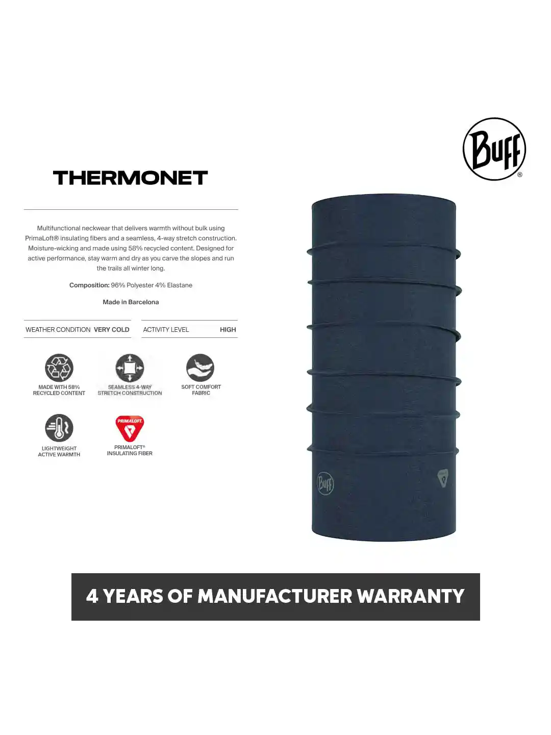 BUFF ThermoNet Headband Unisex - Wärmendes Stirnband Für Outdoor Sport