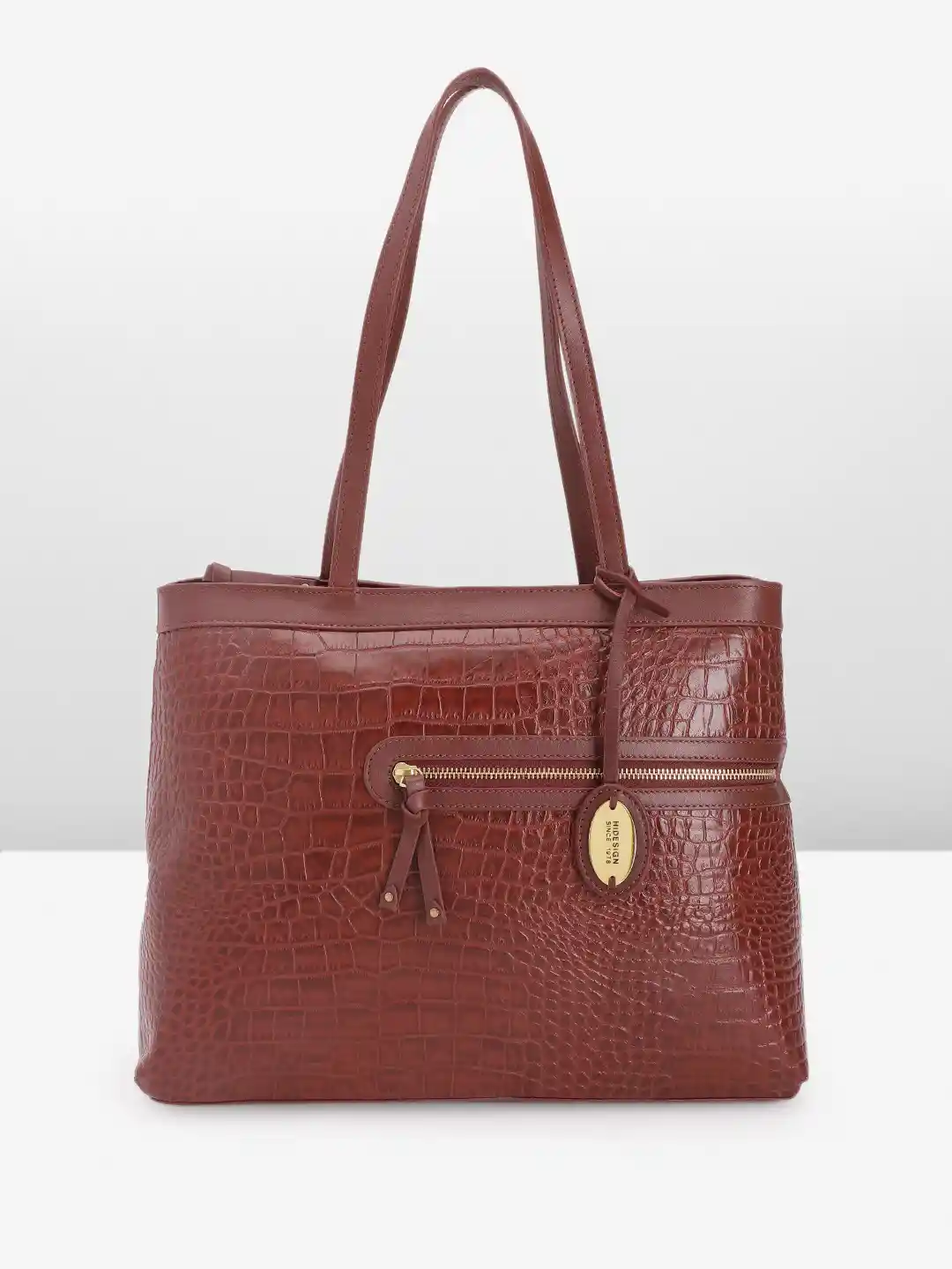 Buy Hidesign Crocodile Textured Leather Structured Shoulder Bag