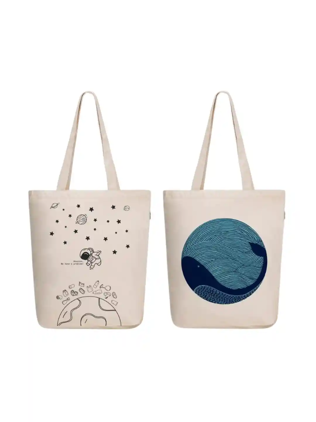 EcoRight Set of Graphic Printed Canvas Structured Tote Bag