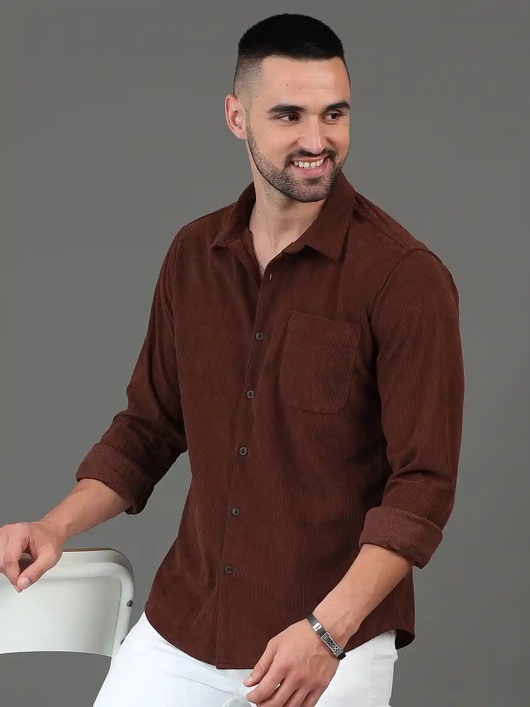 Buy HERE&NOW Slim Fit Long Sleeves Spread Collar Casual Shirt