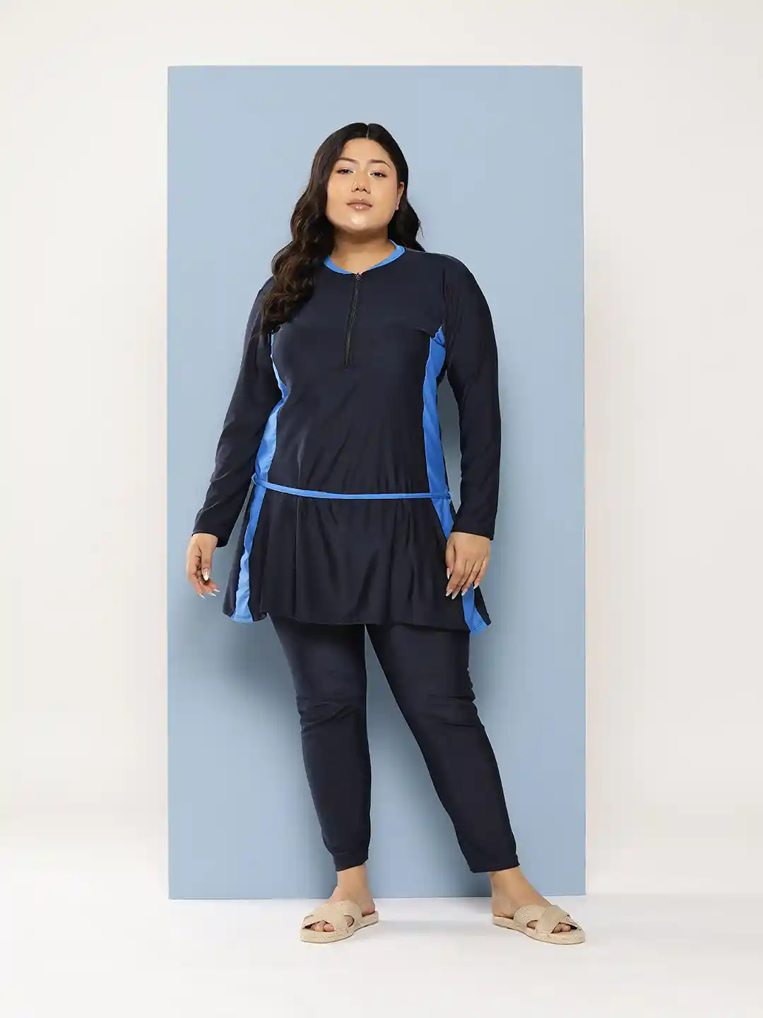 Buy Aarika Plus Size Colourbloacked Full Coverage Swim Set