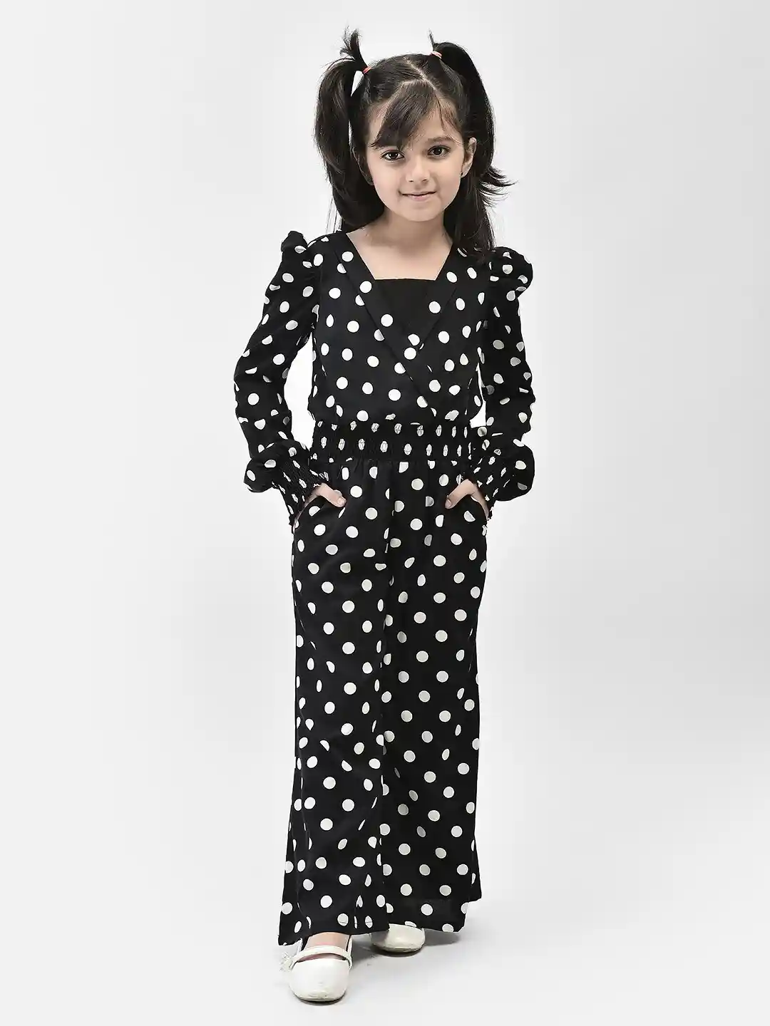 Buy Eavan Girls Polka Dots Printed Basic Jumpsuit Jumpsuit for