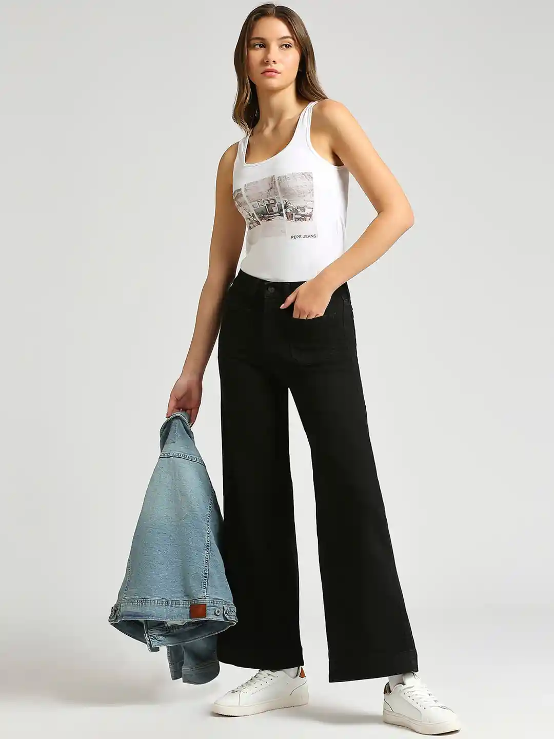 Buy Pepe Jeans Women Wide Leg High-Rise Stretchable Jeans Jeans