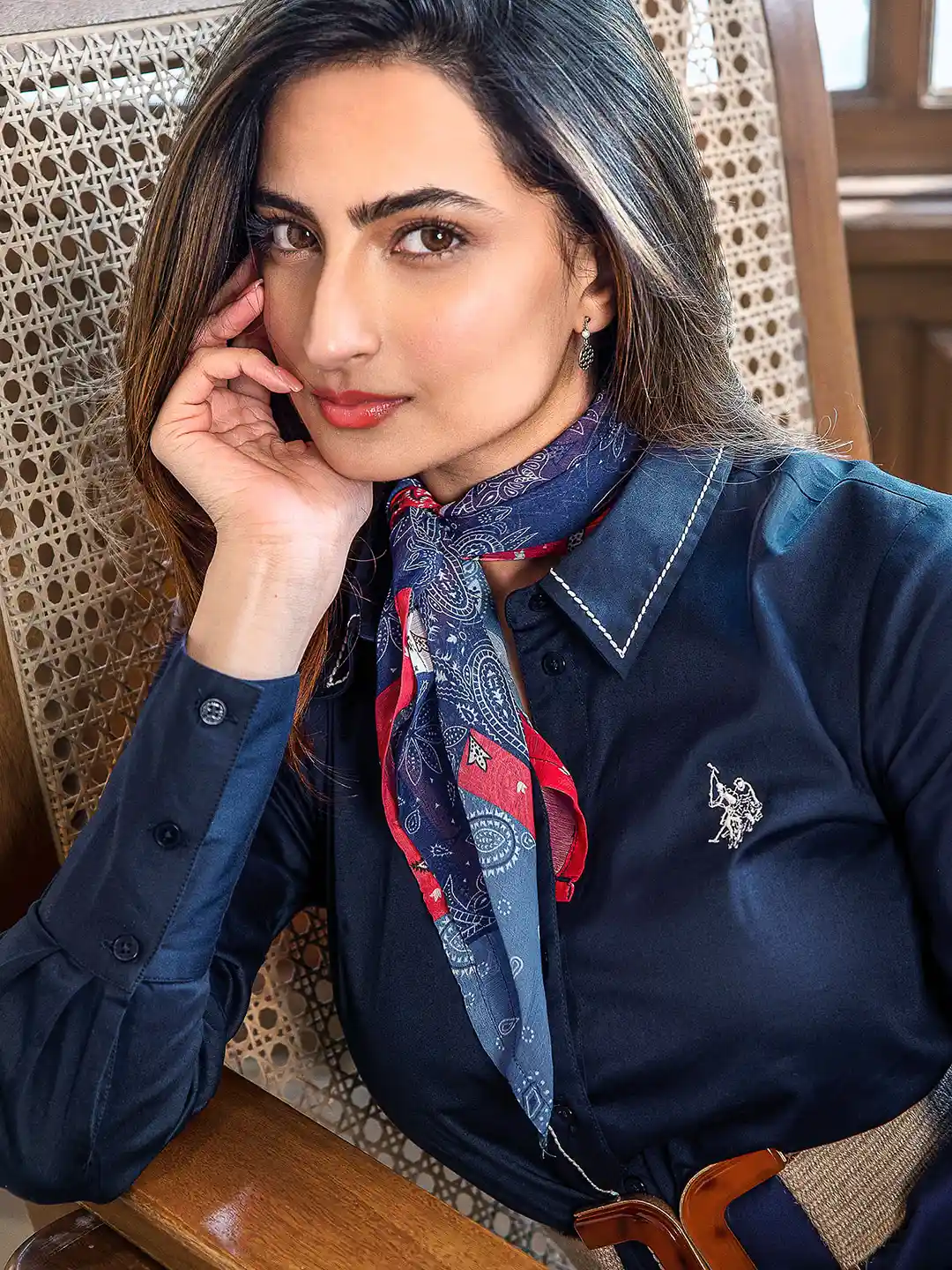 Buy Polo Women Pure Cotton Belted Shirt Style Dress