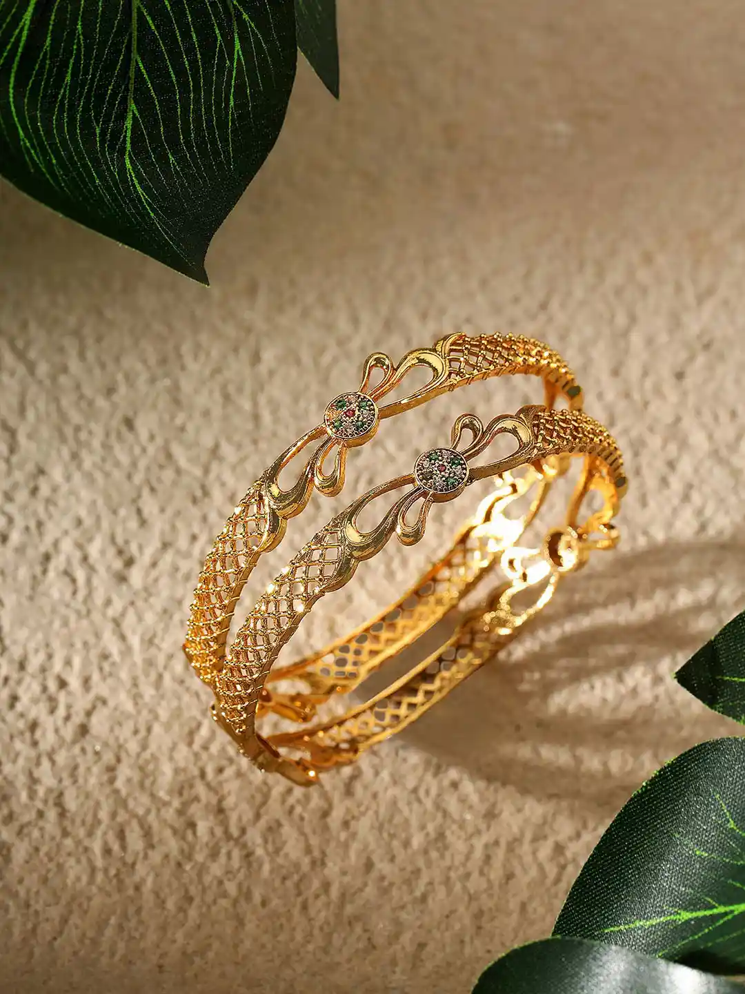 Buy AARSHVI Set of Gold Plated American Diamond Bangles Bangle