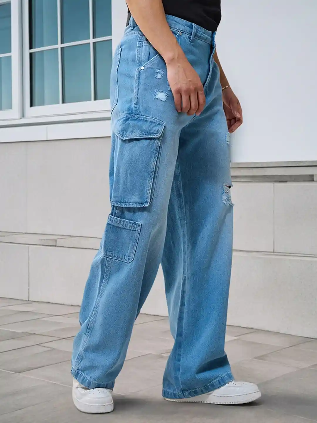 LIDNM CRACK WASHED BAGGY DENIM PANTS S パンツ CRACK WASHED BAGGY