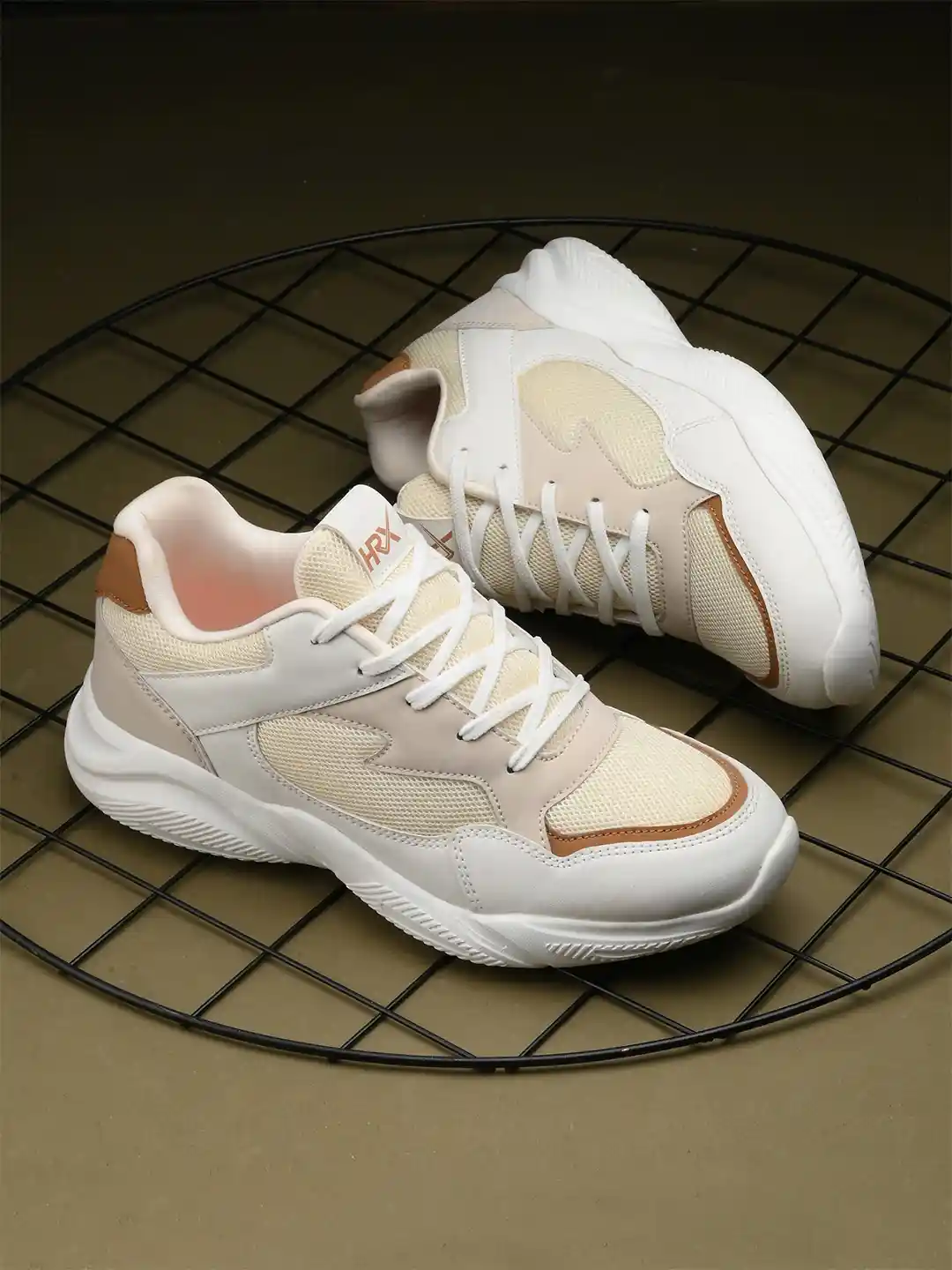 Buy HRX by Hrithik Roshan Men Cream-Coloured Mesh Running Shoes