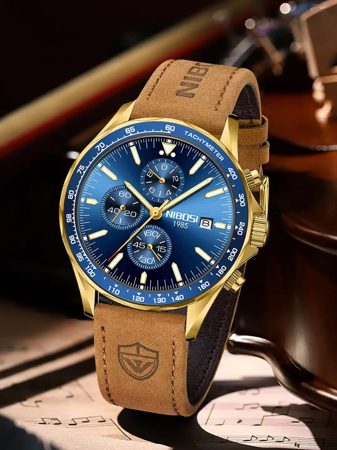 Chronograph Nibosi Watch Brand Review Nibosi Men Dial Leather
