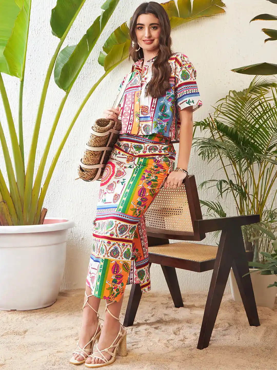 Buy SASSAFRAS White Ethnic Motif Printed Pure Cotton Shirt With