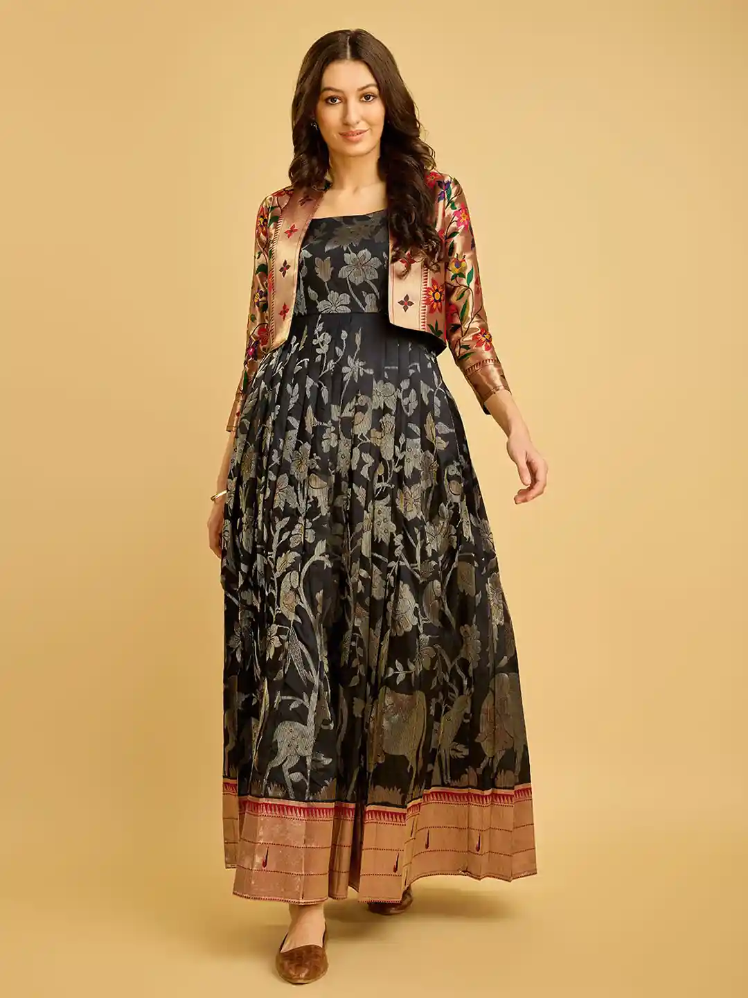 Buy Tasarika Ethnic Motifs Woven Design Banarasi Silk Maxi Ethnic