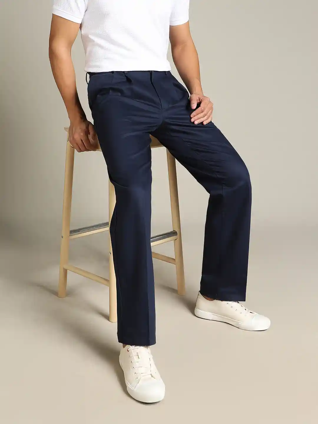 Buy Dockers Men Mid-Rise Classic Fit Pleated Trousers Trousers