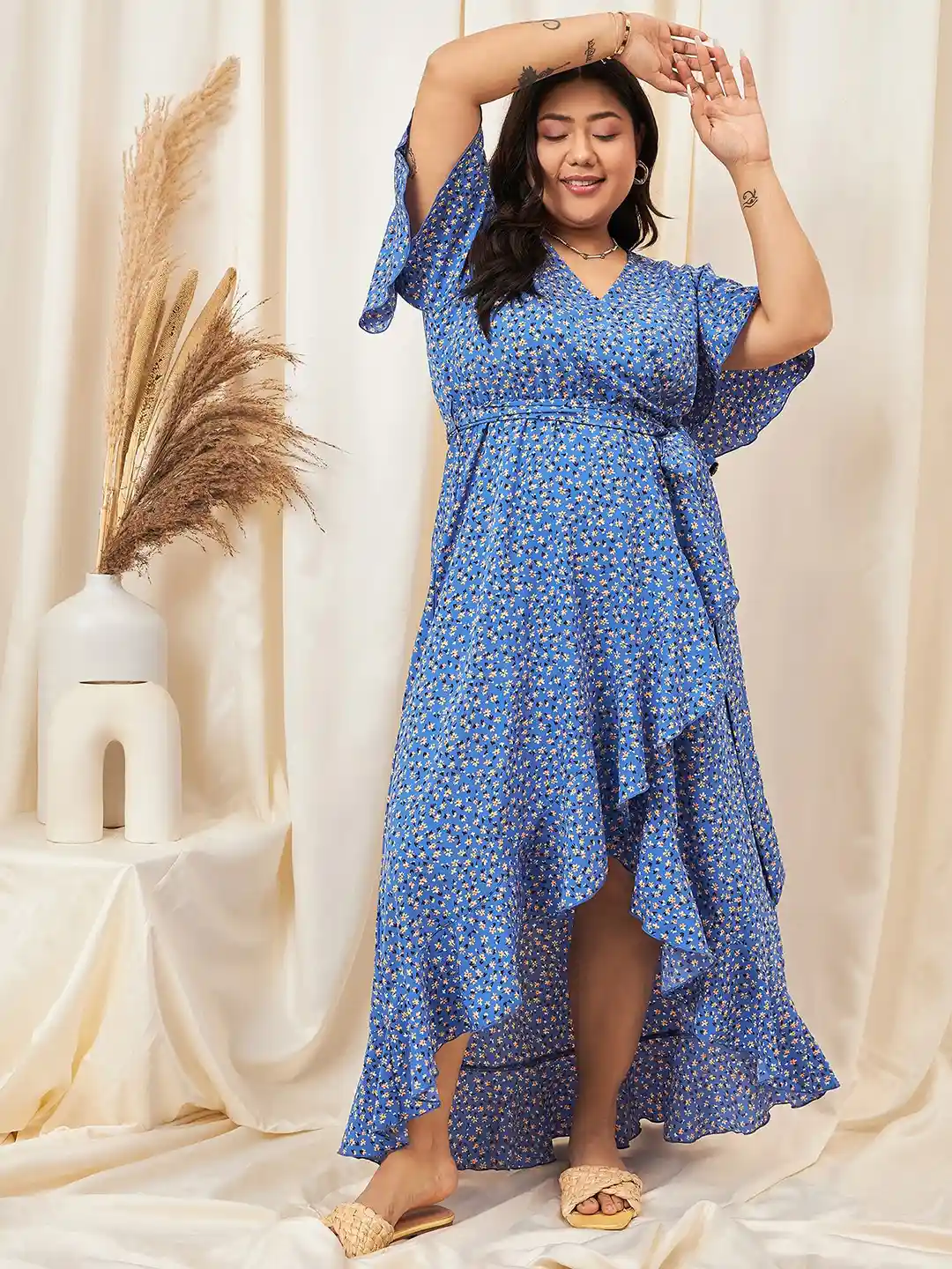 Buy Berrylush Curve Floral Printed Wrap Dress Dresses for Women