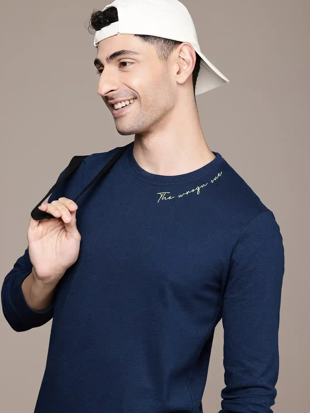 Buy WROGN Long Sleeves Self Design T-shirt Tshirts for Men