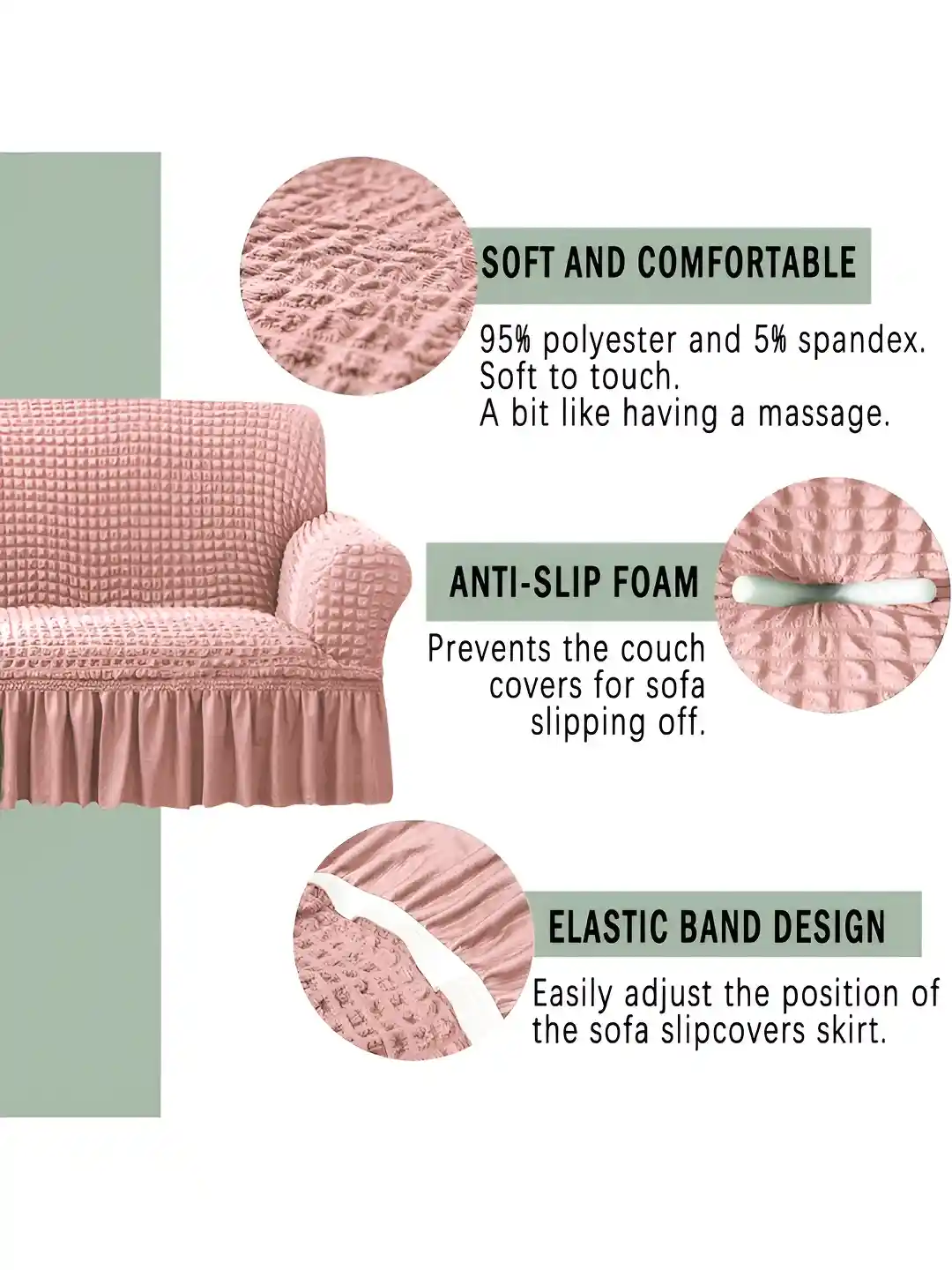 Buy Cortina Pink Elastic Stretchable Sofa Cover Sofa Covers for