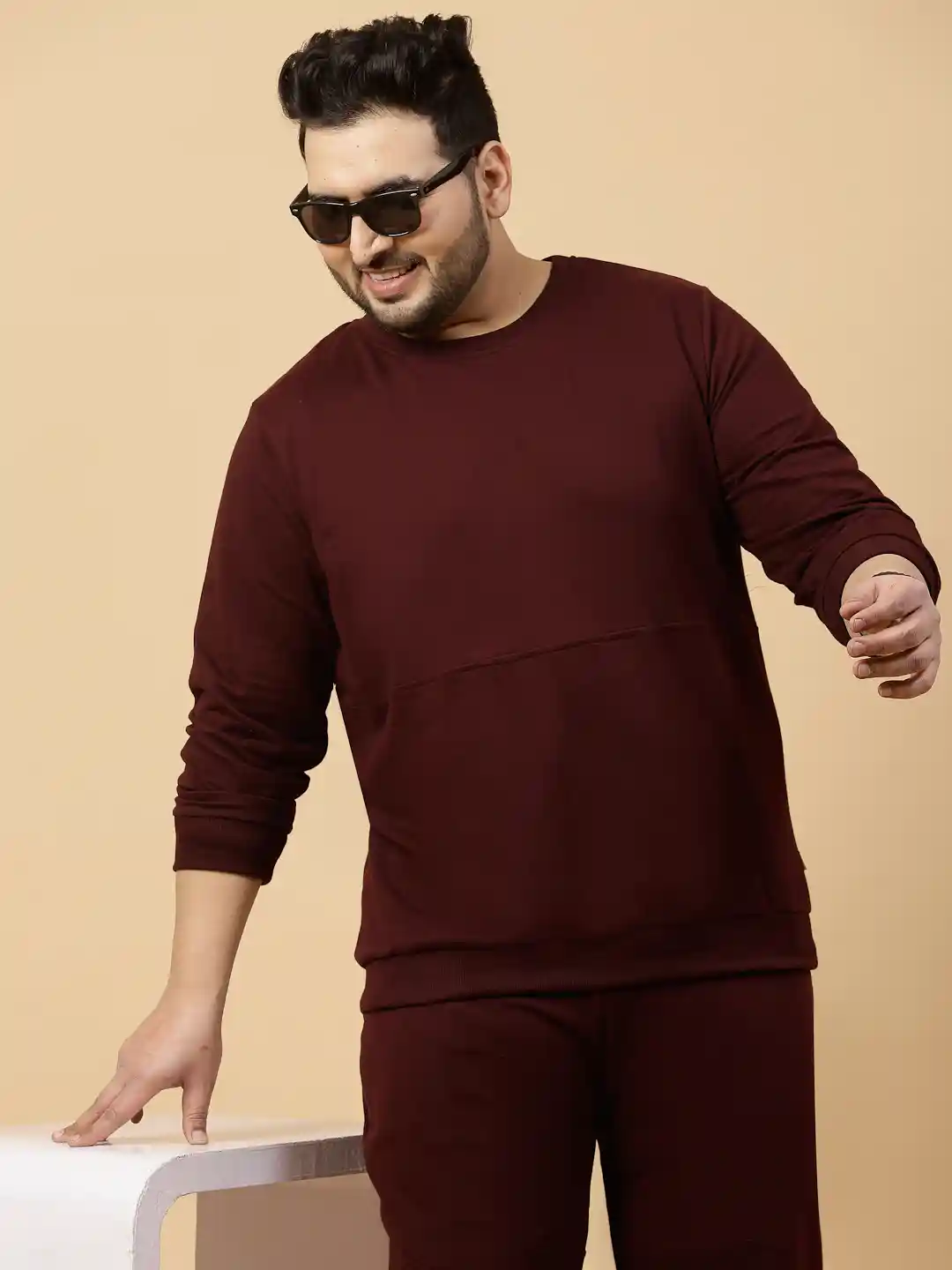 Buy Rigo Plus Size Burgundy Terry Cotton Tracksuit Tracksuits