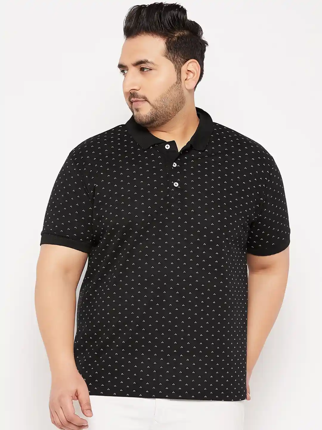 Buy THE MILLION CLUB Plus Size Polka Dot Printed Polo Collar