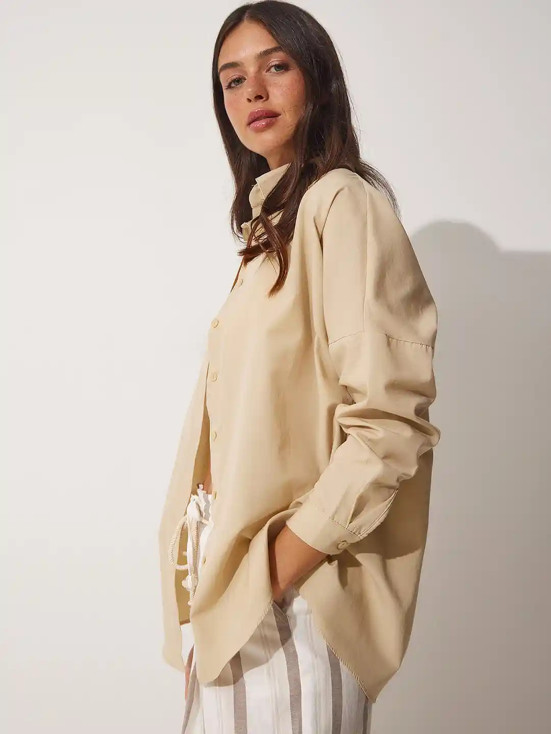 Buy Happiness istanbul Opaque Spread Collar Cotton Casual Shirt