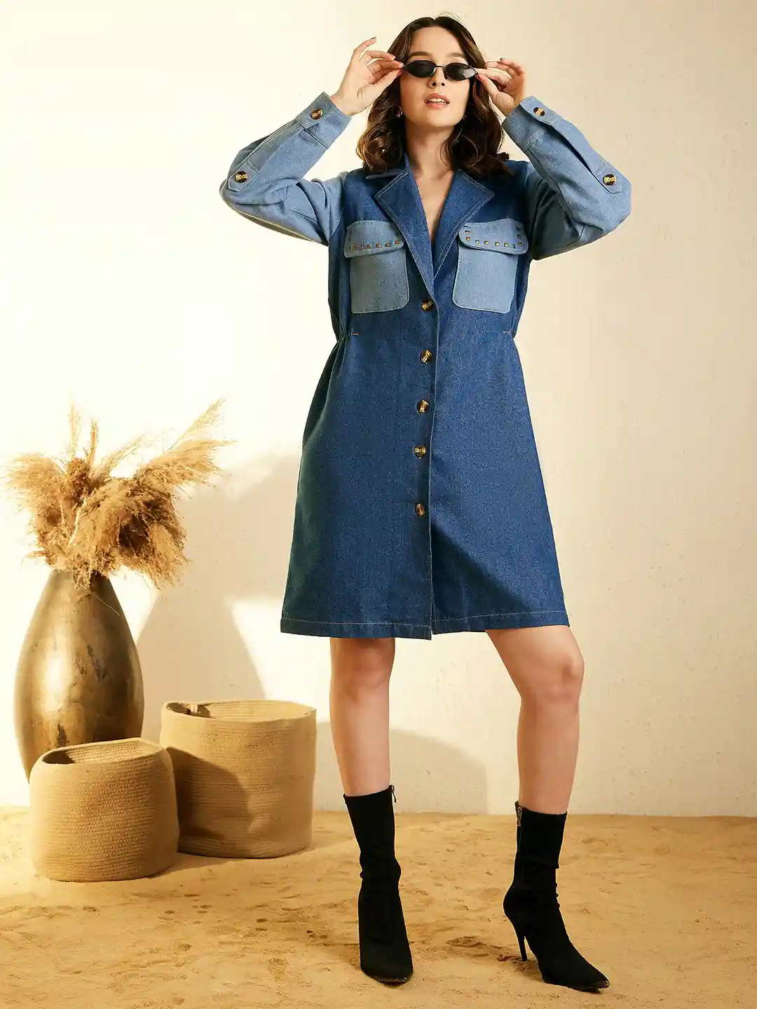 her lip to Marseille Belted Denim Dress Herlipto Marseille Belted