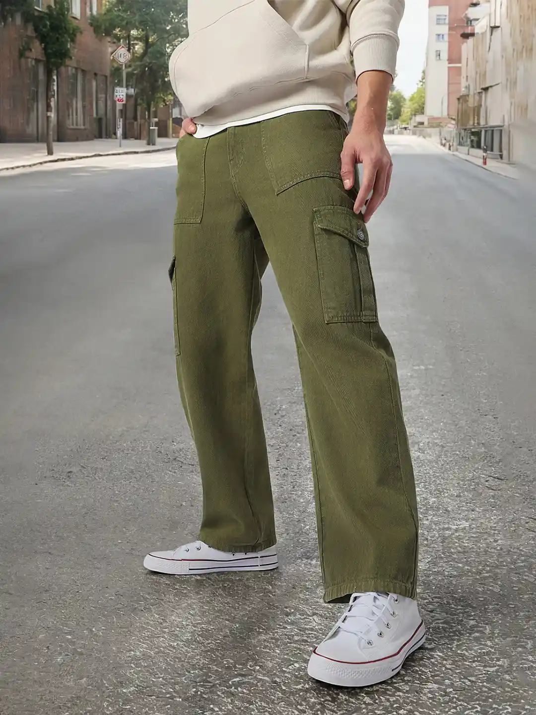 Buy Urbano Fashion Men Loose Fit Non-Stretchable Cargo Jeans